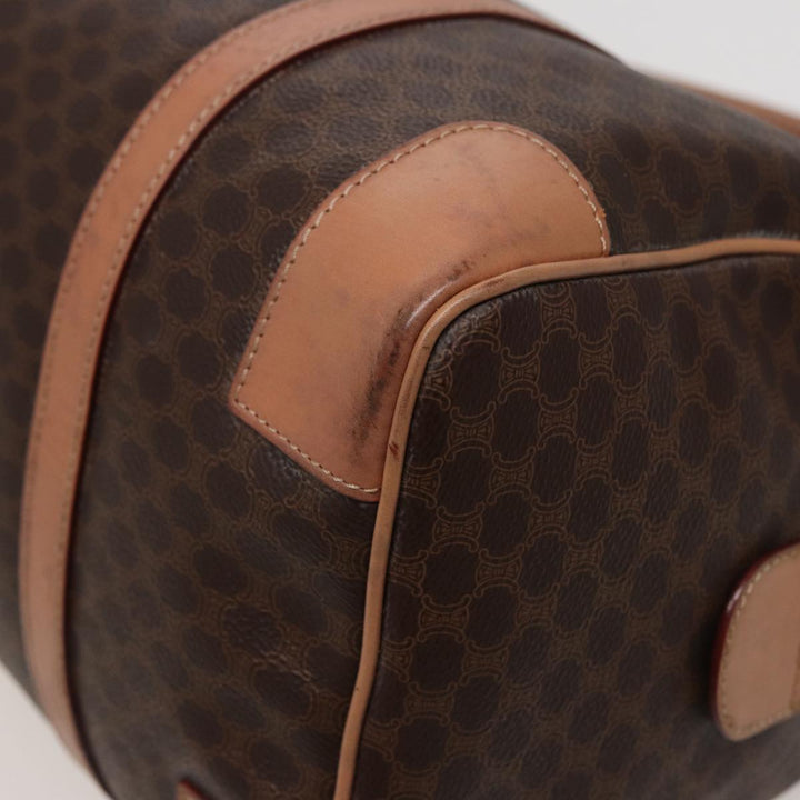 Celine Macadam Canvas Boston Bag PVC Leather Brown  15490