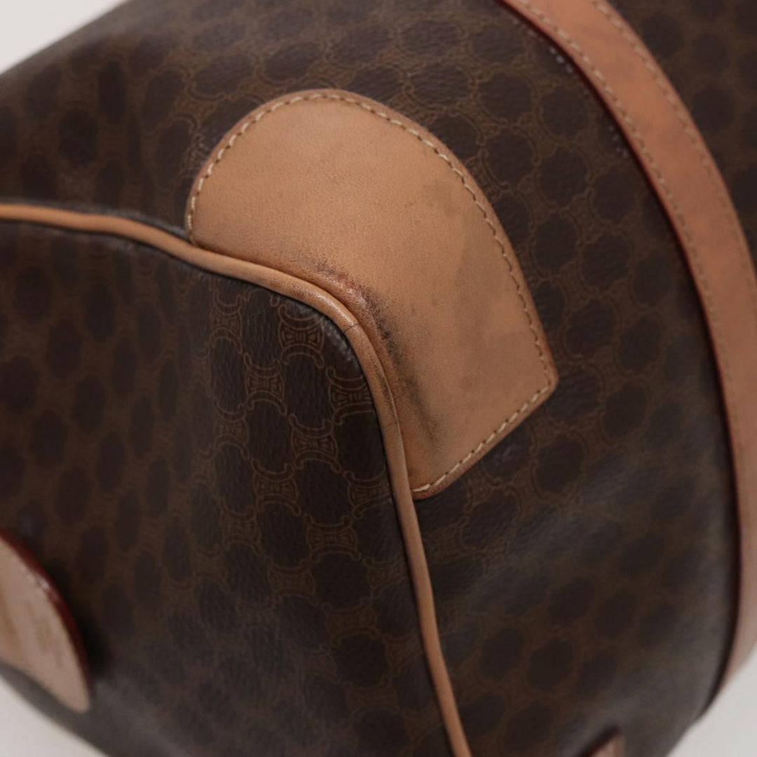 Celine Macadam Canvas Boston Bag PVC Leather Brown  15490