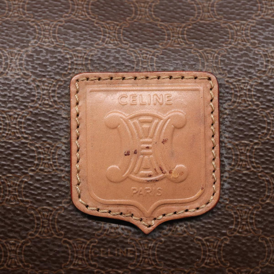 Celine Macadam Canvas Boston Bag PVC Leather Brown  15490