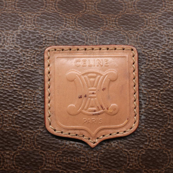 Celine Macadam Canvas Boston Bag PVC Leather Brown  15490
