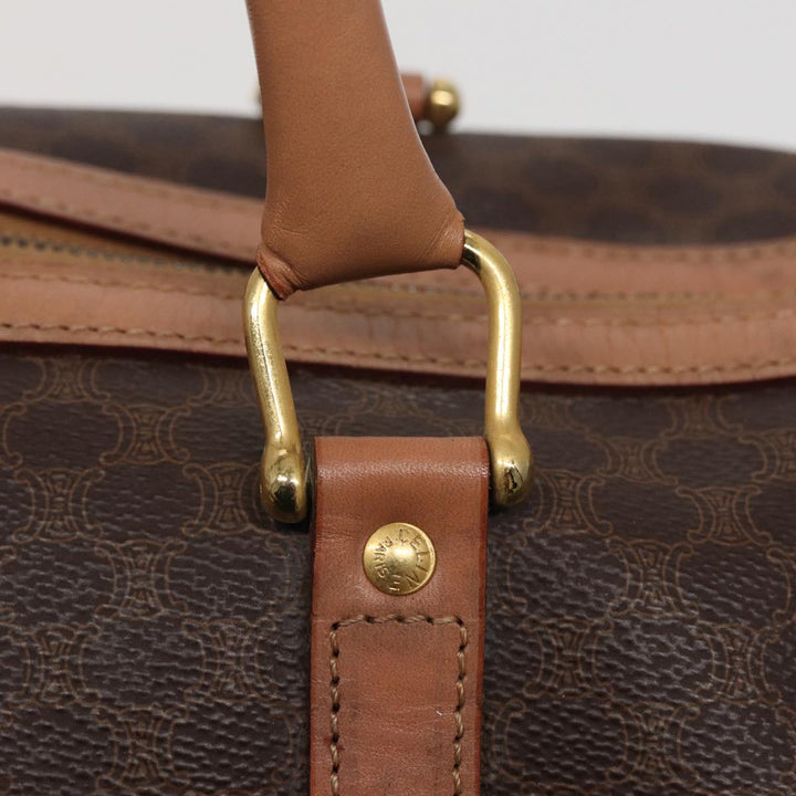 Celine Macadam Canvas Boston Bag PVC Leather Brown  15490