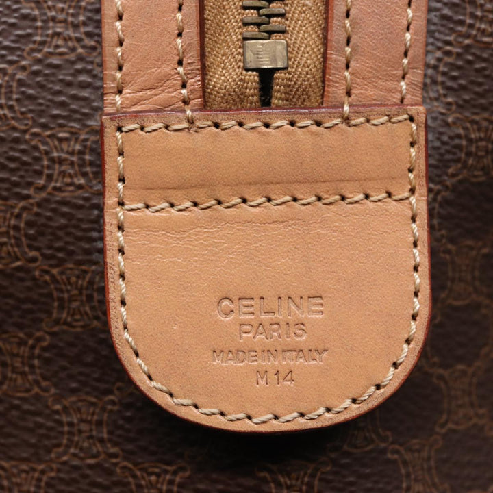 Celine Macadam Canvas Boston Bag PVC Leather Brown  15490