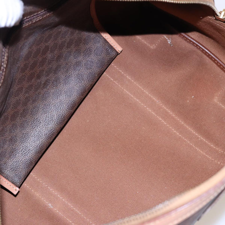 Celine Macadam Canvas Boston Bag PVC Leather Brown  15490