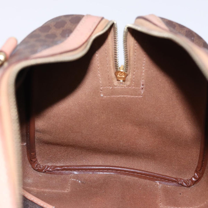 Celine Macadam Canvas Boston Bag PVC Leather Brown  15490