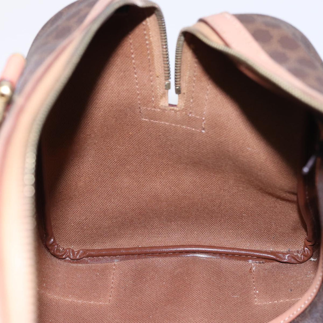 Celine Macadam Canvas Boston Bag PVC Leather Brown  15490