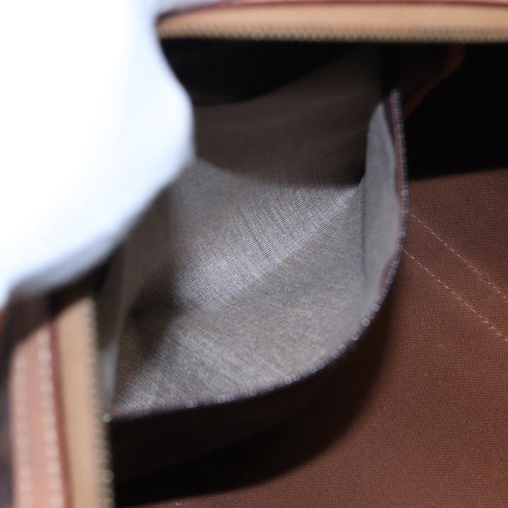 Celine Macadam Canvas Boston Bag PVC Leather Brown  15490