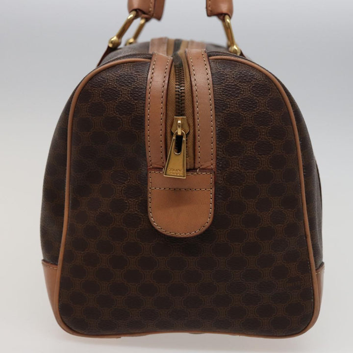 Celine Macadam Canvas Boston Bag PVC Leather Brown  15490