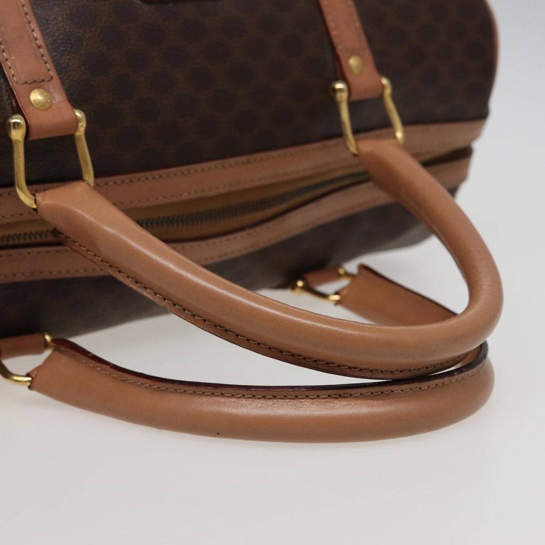 Celine Macadam Canvas Boston Bag PVC Leather Brown  15490