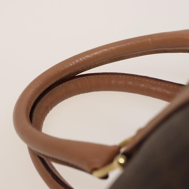 Celine Macadam Canvas Boston Bag PVC Leather Brown  15490