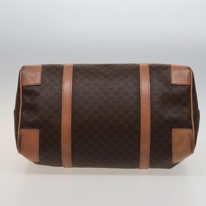 Celine Macadam Canvas Boston Bag PVC Leather Brown  15490