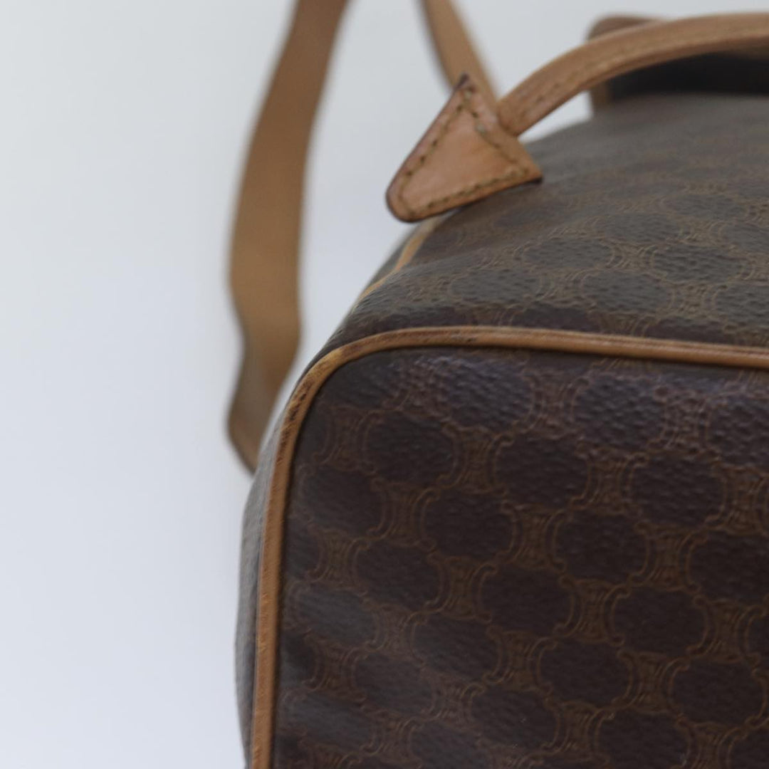 Celine Macadam Canvas Shoulder Bag PVC Leather Brown Auth bs15493