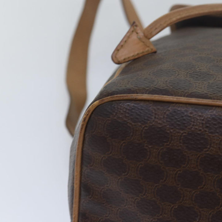 Celine Macadam Canvas Shoulder Bag PVC Leather Brown Auth bs15493