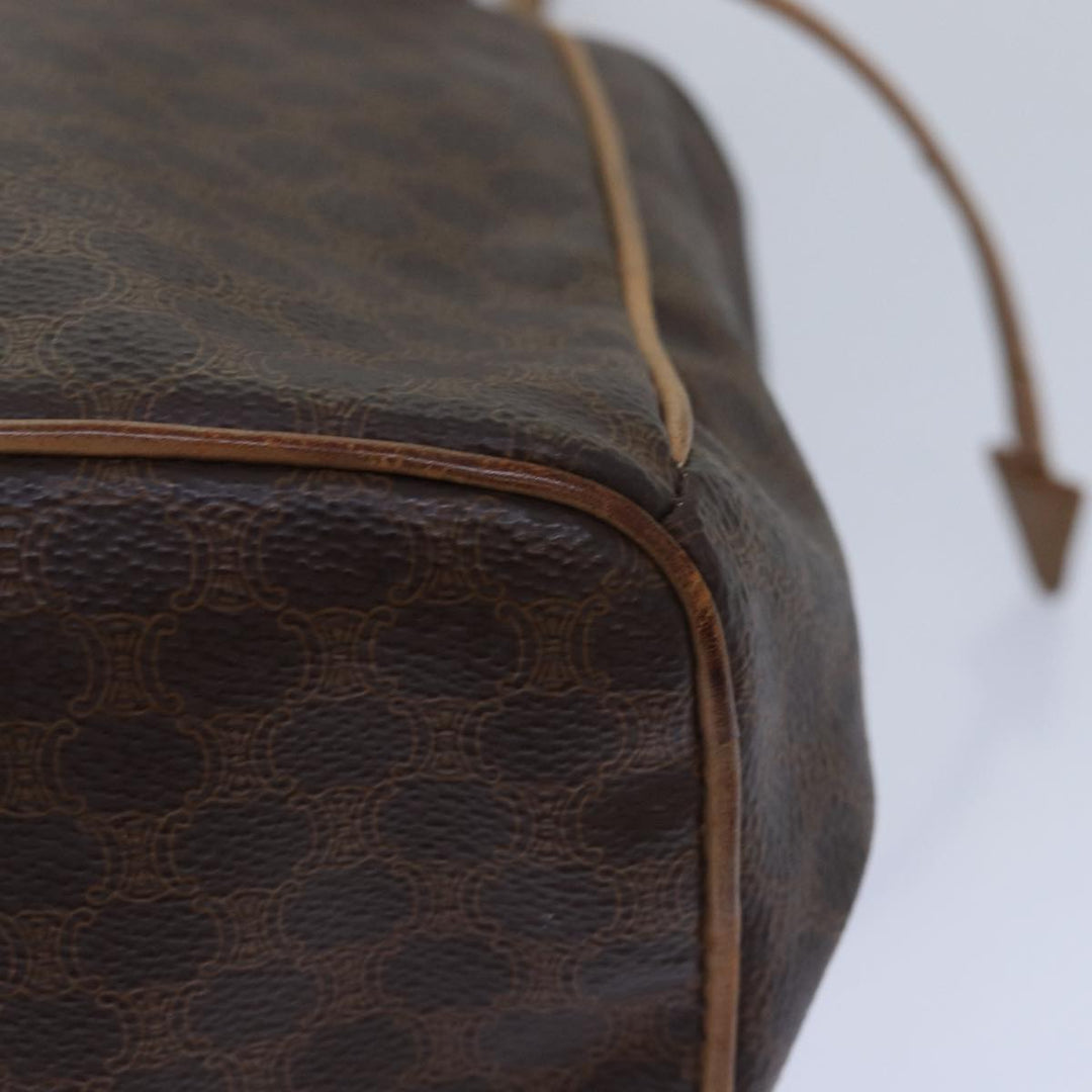 Celine Macadam Canvas Shoulder Bag PVC Leather Brown Auth bs15493
