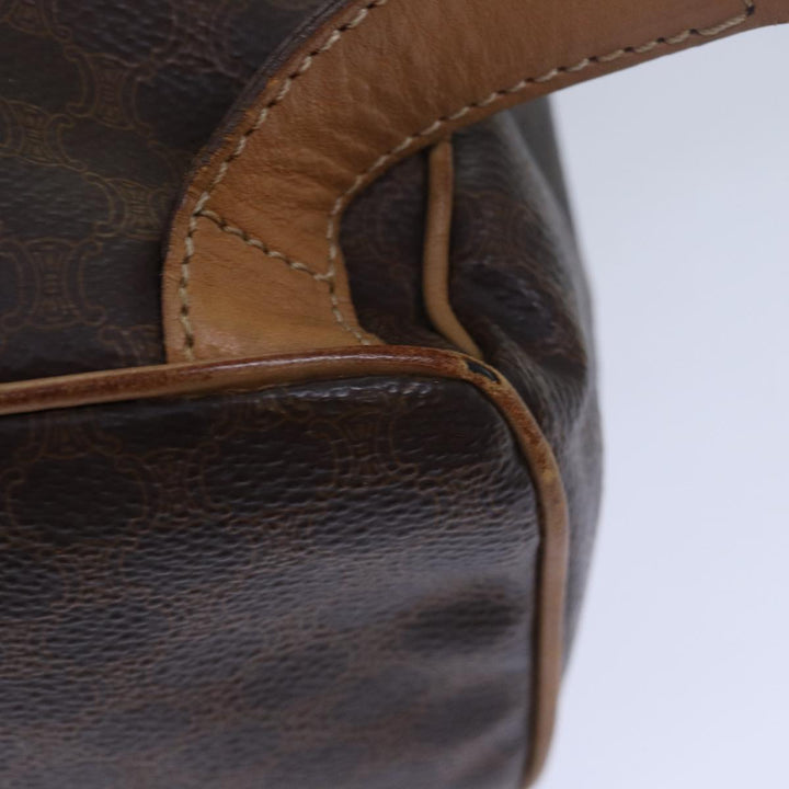 Celine Macadam Canvas Shoulder Bag PVC Leather Brown Auth bs15493