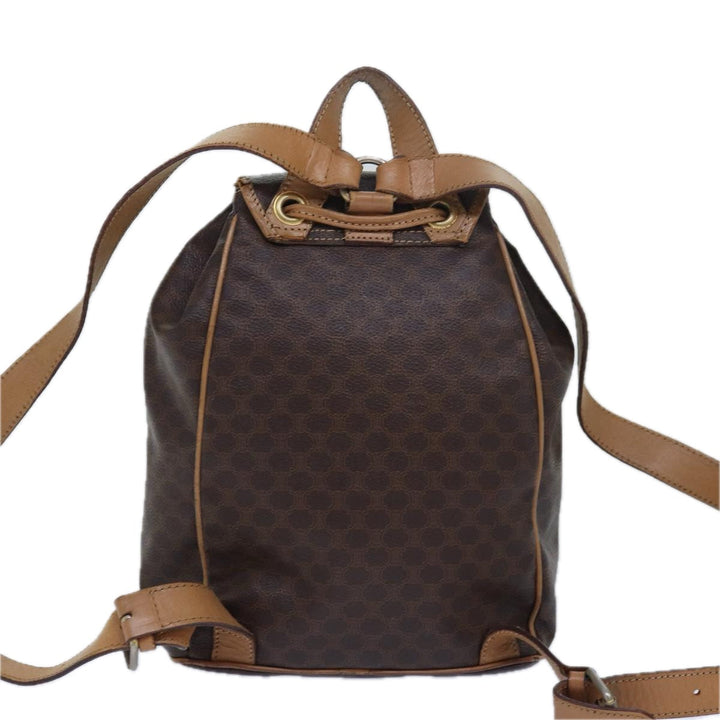 Celine Macadam Canvas Shoulder Bag PVC Leather Brown Auth bs15493