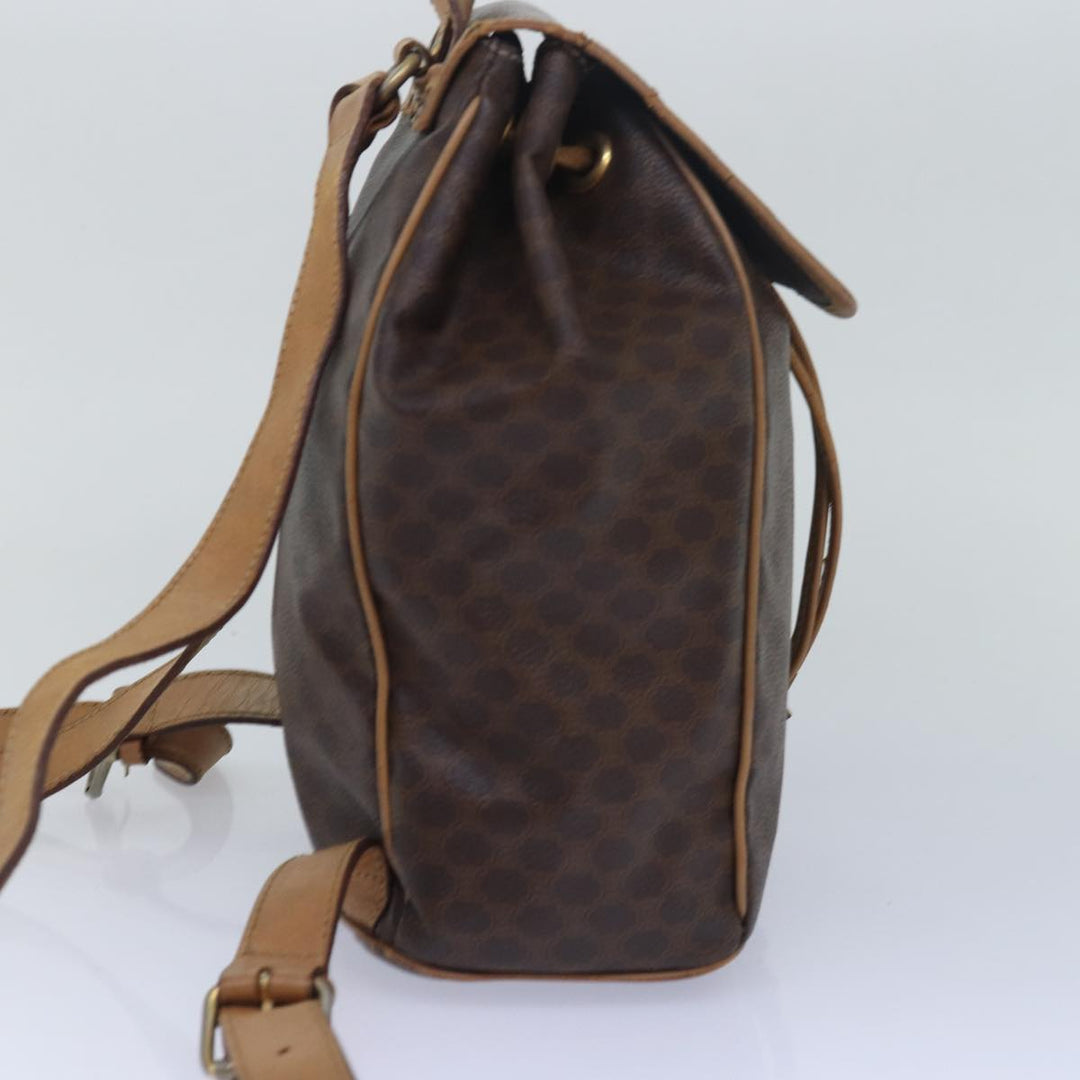Celine Macadam Canvas Shoulder Bag PVC Leather Brown Auth bs15493