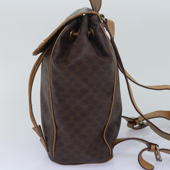 Celine Macadam Canvas Shoulder Bag PVC Leather Brown Auth bs15493
