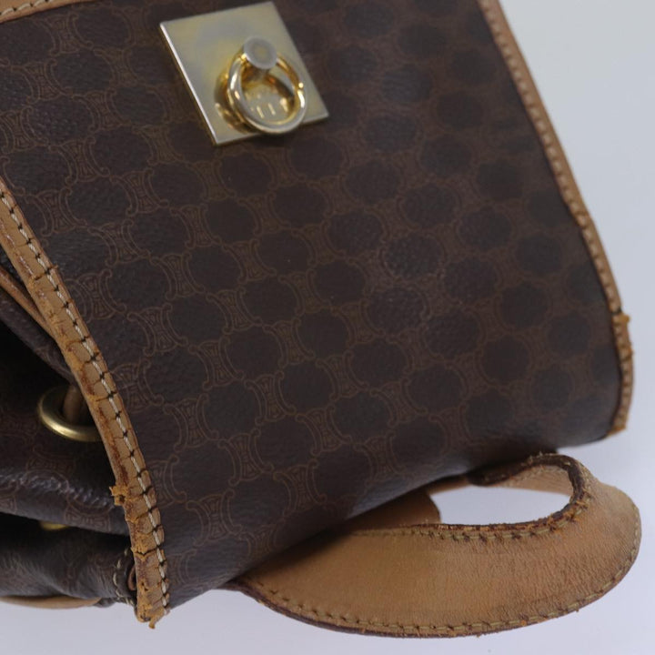 Celine Macadam Canvas Shoulder Bag PVC Leather Brown Auth bs15493