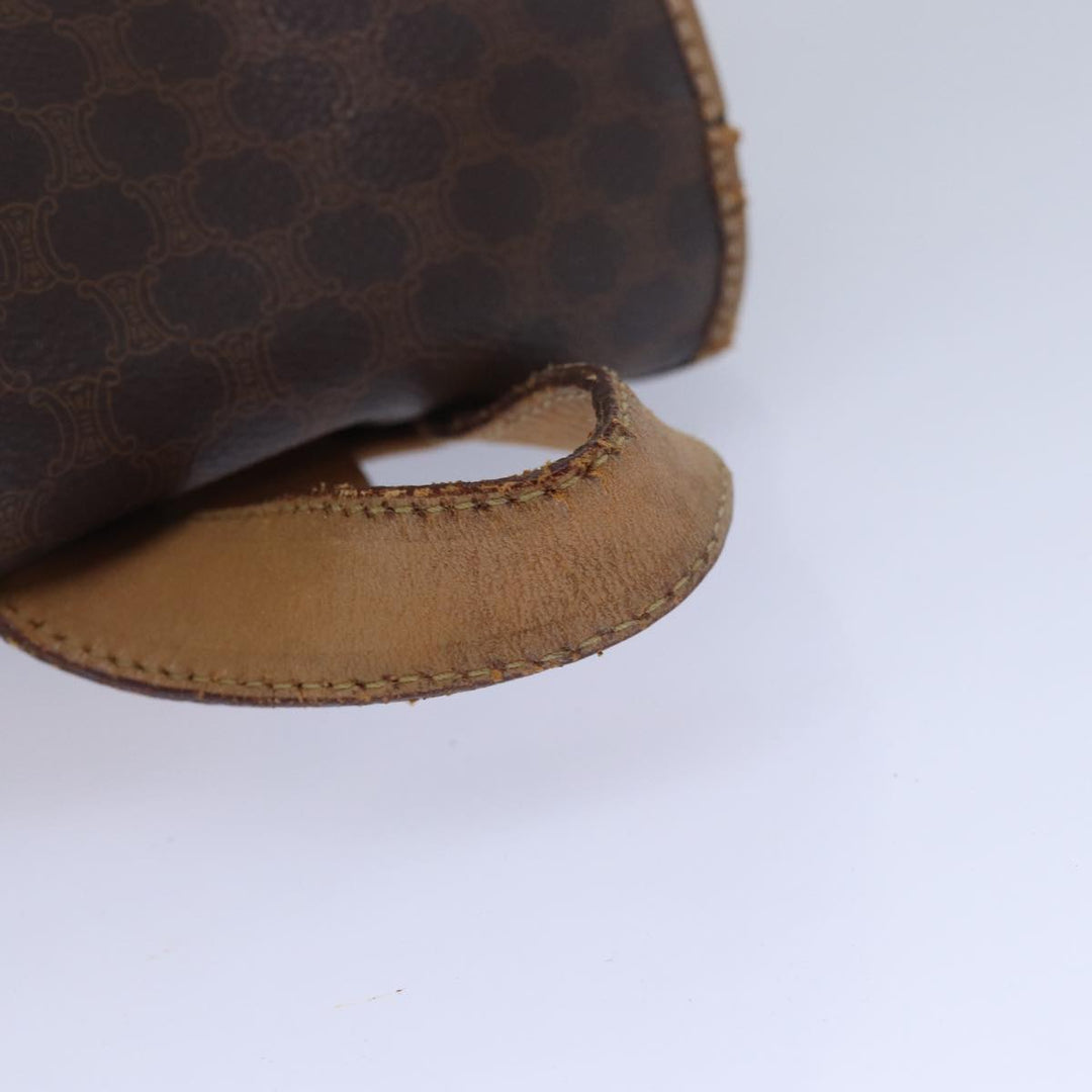 Celine Macadam Canvas Shoulder Bag PVC Leather Brown Auth bs15493