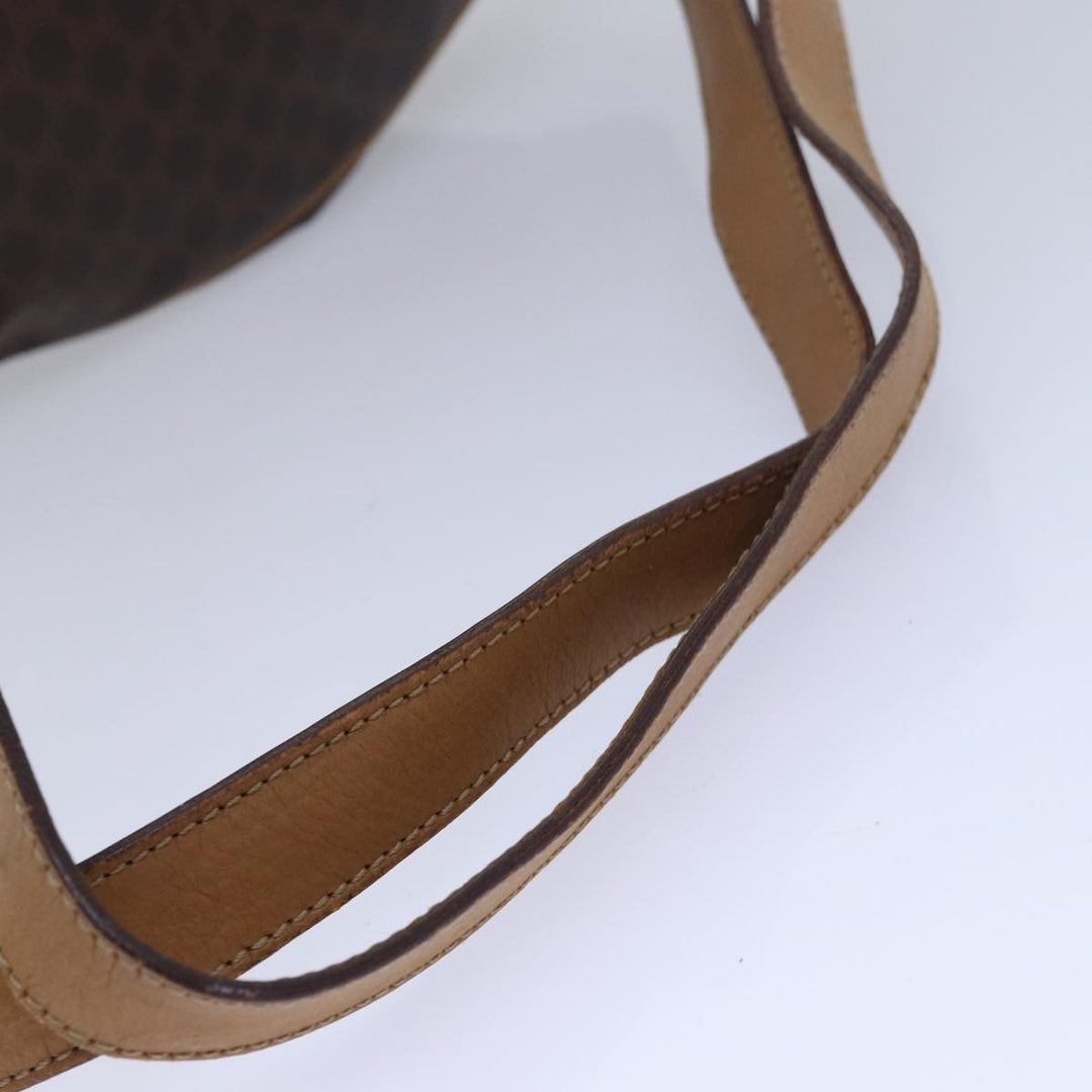Celine Macadam Canvas Shoulder Bag PVC Leather Brown Auth bs15493