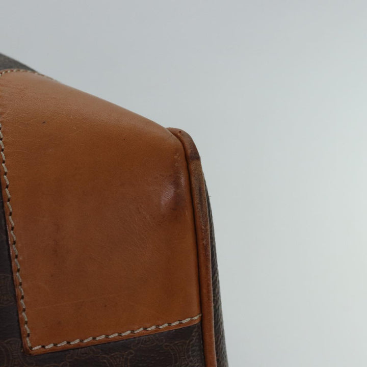Celine Macadam Canvas Boston Bag PVC Leather Brown  15495