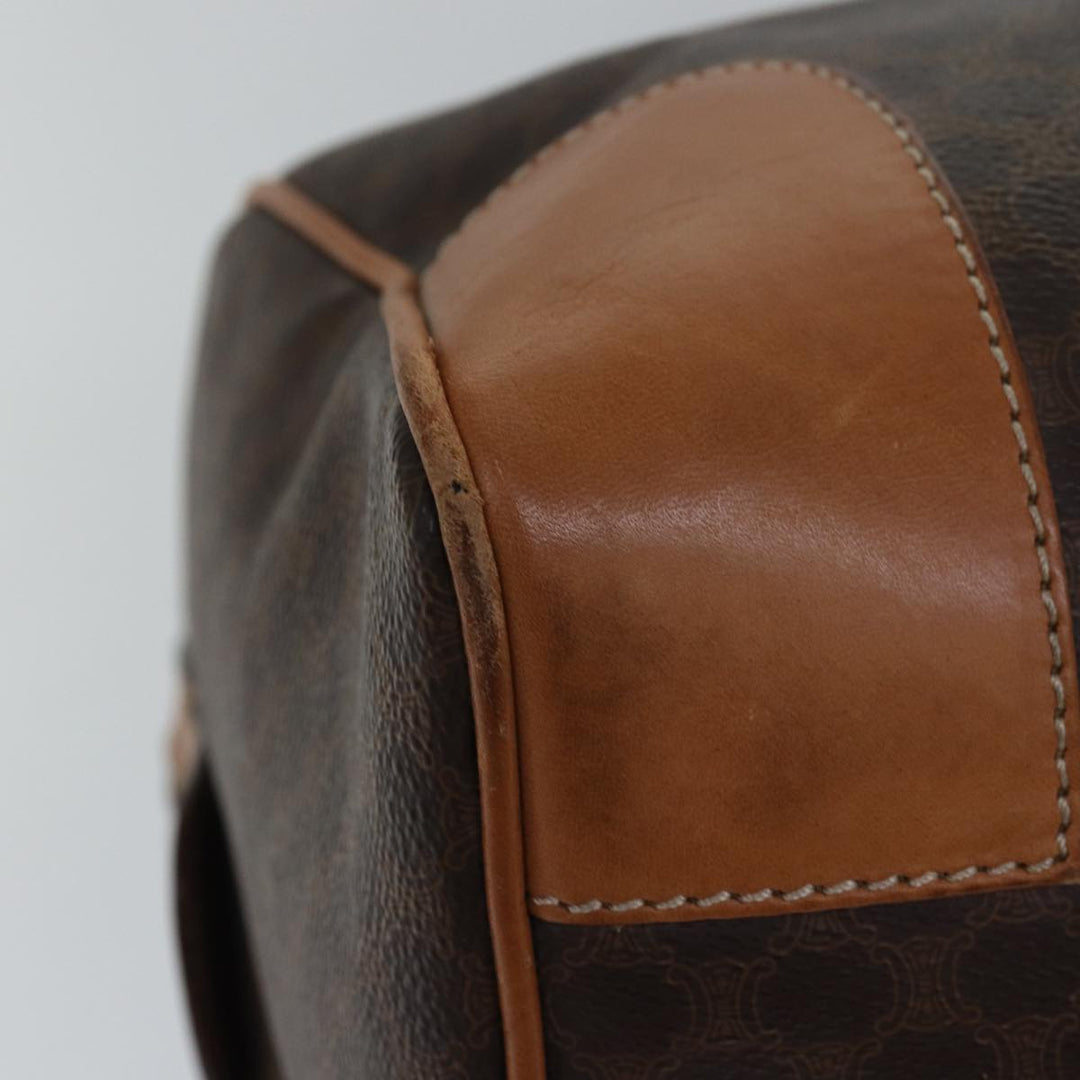 Celine Macadam Canvas Boston Bag PVC Leather Brown  15495