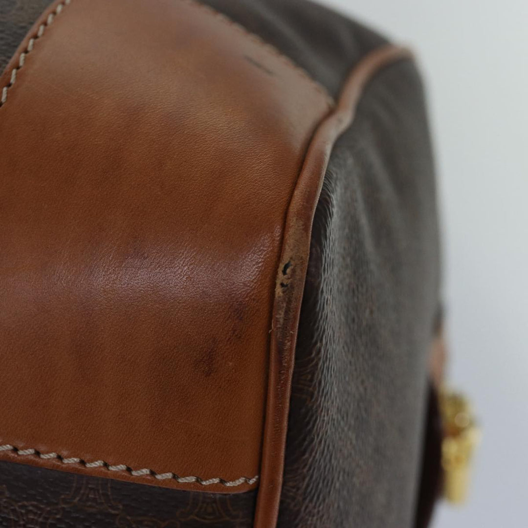 Celine Macadam Canvas Boston Bag PVC Leather Brown  15495