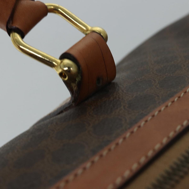 Celine Macadam Canvas Boston Bag PVC Leather Brown  15495