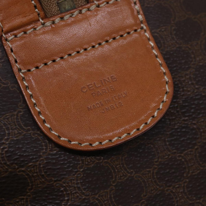 Celine Macadam Canvas Boston Bag PVC Leather Brown  15495