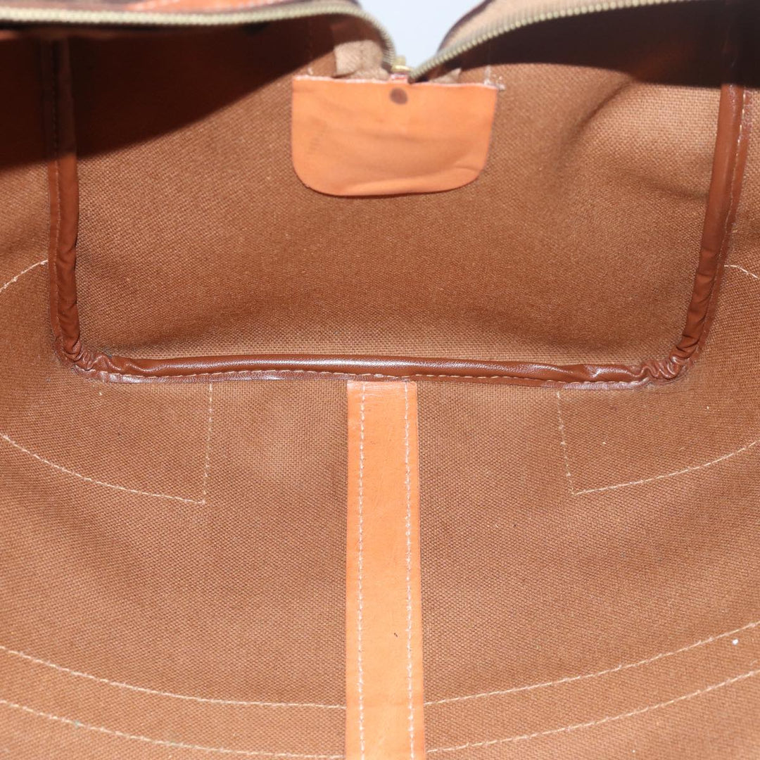 Celine Macadam Canvas Boston Bag PVC Leather Brown  15495