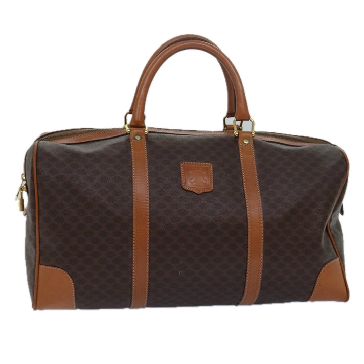 Celine Macadam Canvas Boston Bag PVC Leather Brown  15495