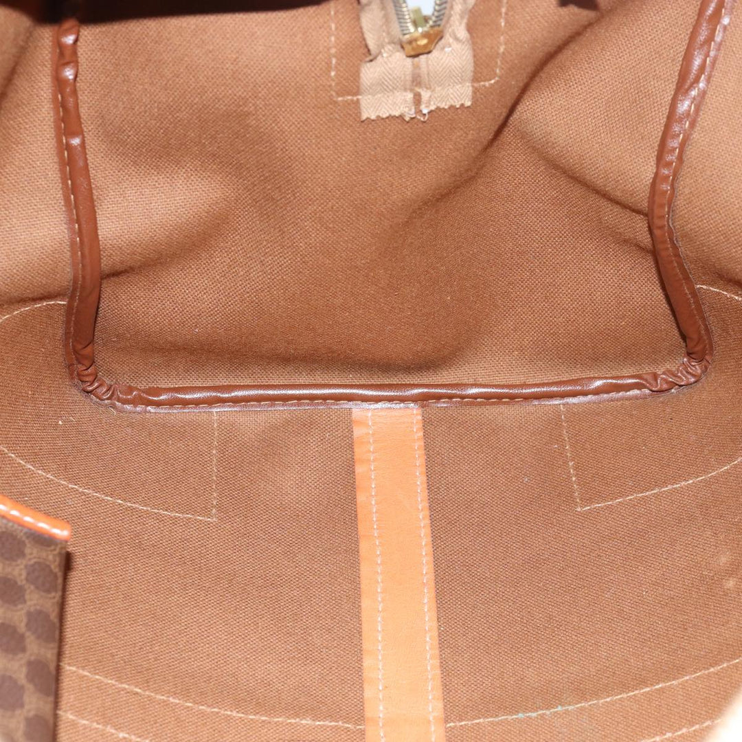 Celine Macadam Canvas Boston Bag PVC Leather Brown  15495