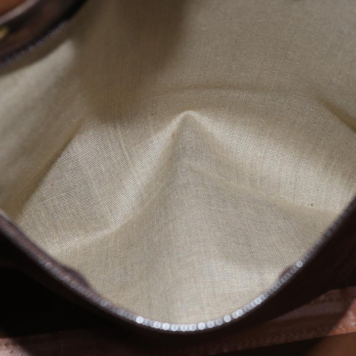 Celine Macadam Canvas Boston Bag PVC Leather Brown  15495