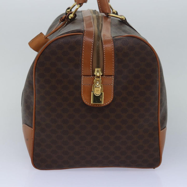 Celine Macadam Canvas Boston Bag PVC Leather Brown  15495