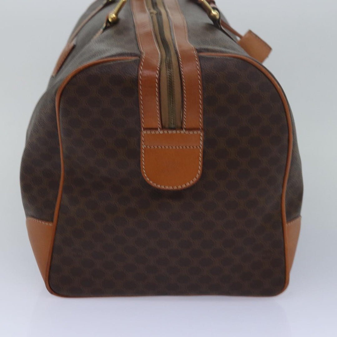 Celine Macadam Canvas Boston Bag PVC Leather Brown  15495