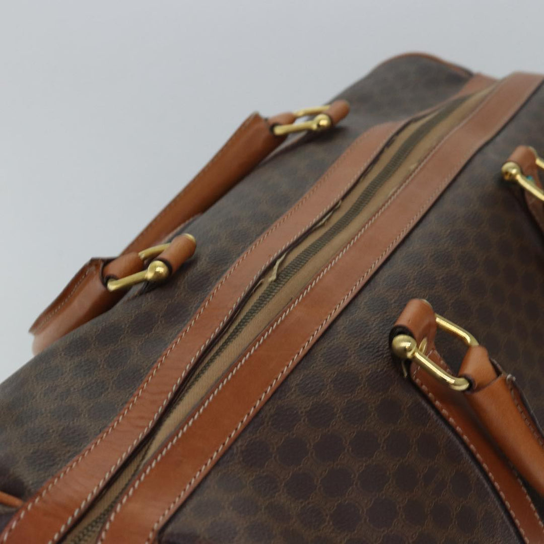 Celine Macadam Canvas Boston Bag PVC Leather Brown  15495