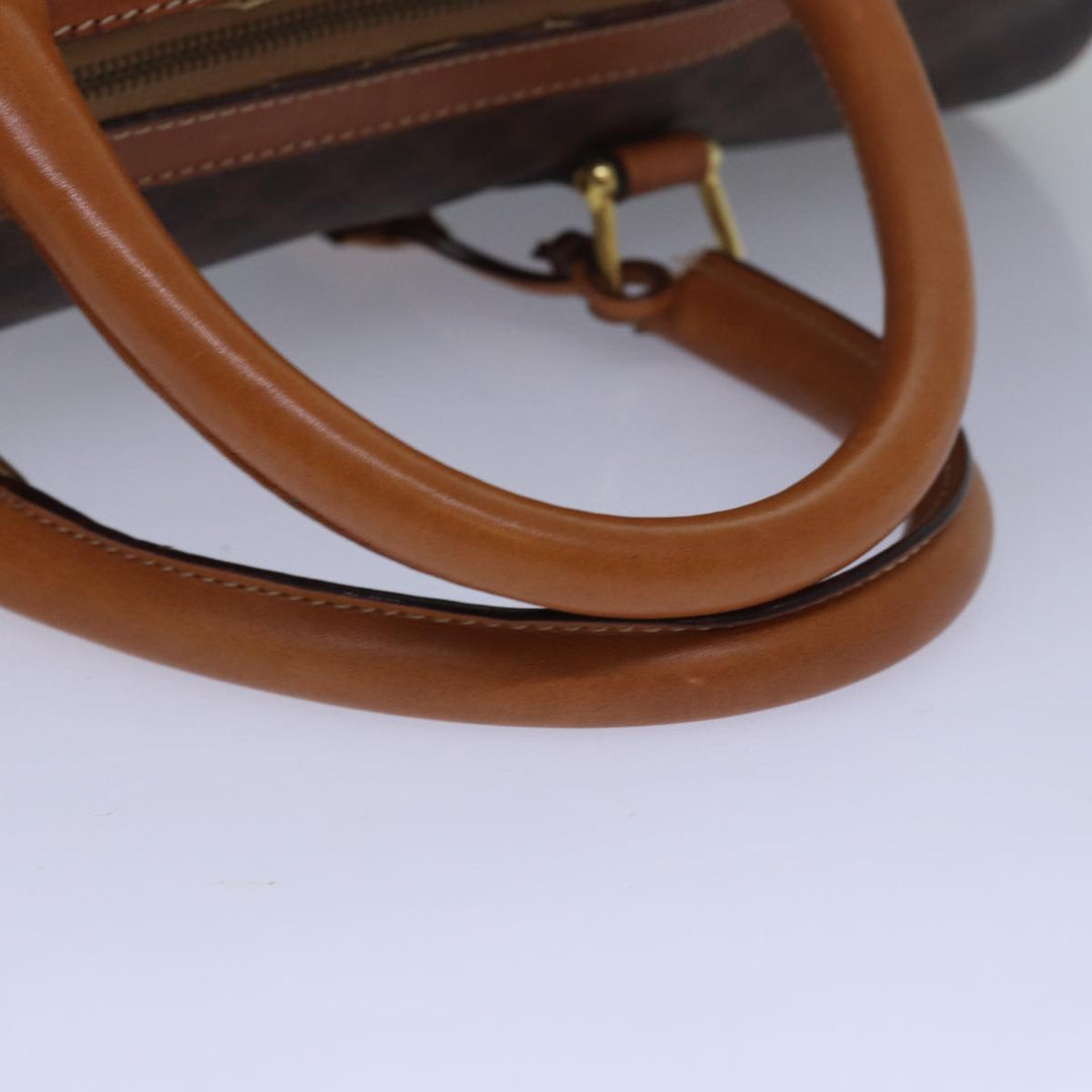 Celine Macadam Canvas Boston Bag PVC Leather Brown  15495