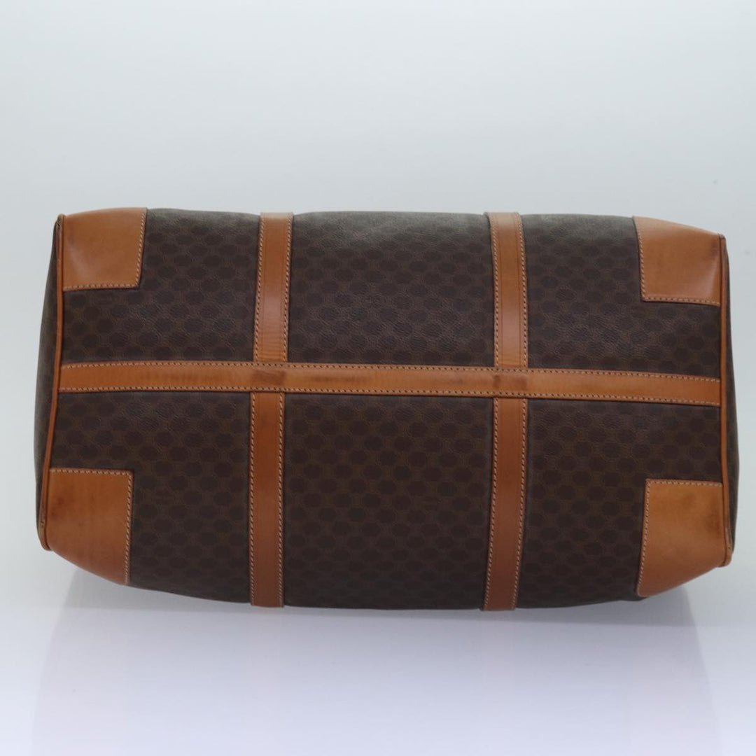 Celine Macadam Canvas Boston Bag PVC Leather Brown  15495