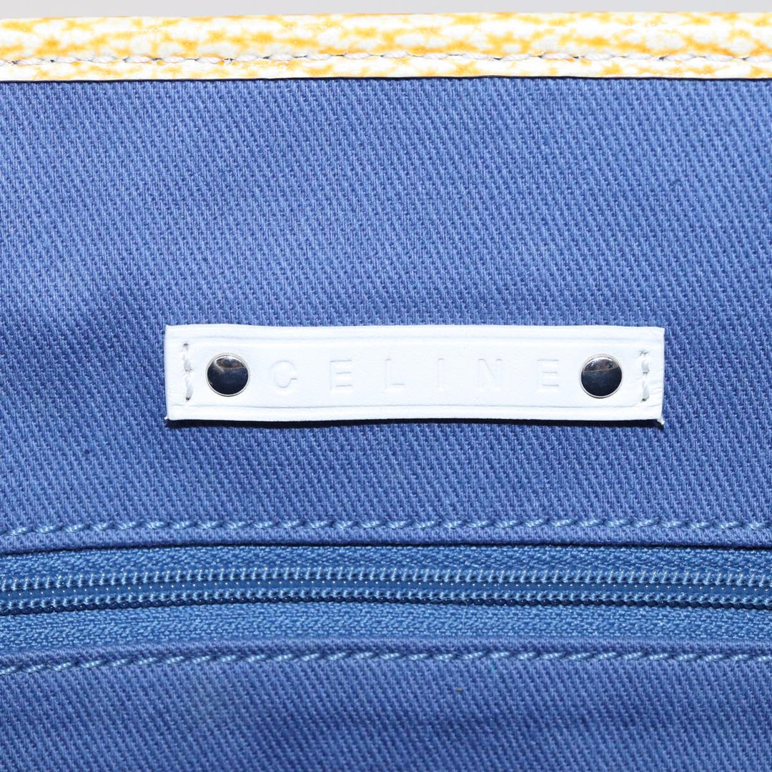 Celine Macadam Canvas Tote Bag Yellow Light Blue Auth bs15626
