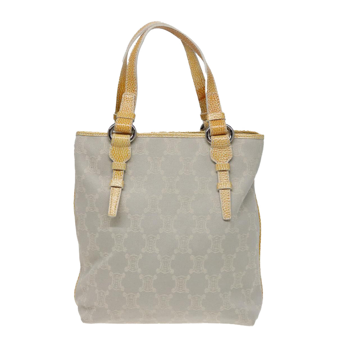 Celine Macadam Canvas Tote Bag Yellow Light Blue Auth bs15626
