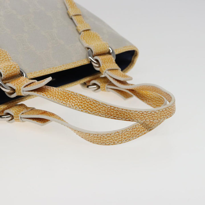 Celine Macadam Canvas Tote Bag Yellow Light Blue Auth bs15626