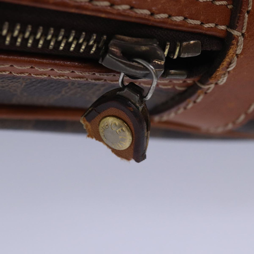 Celine Macadam Canvas Business Bag PVC Leather Brown  15632