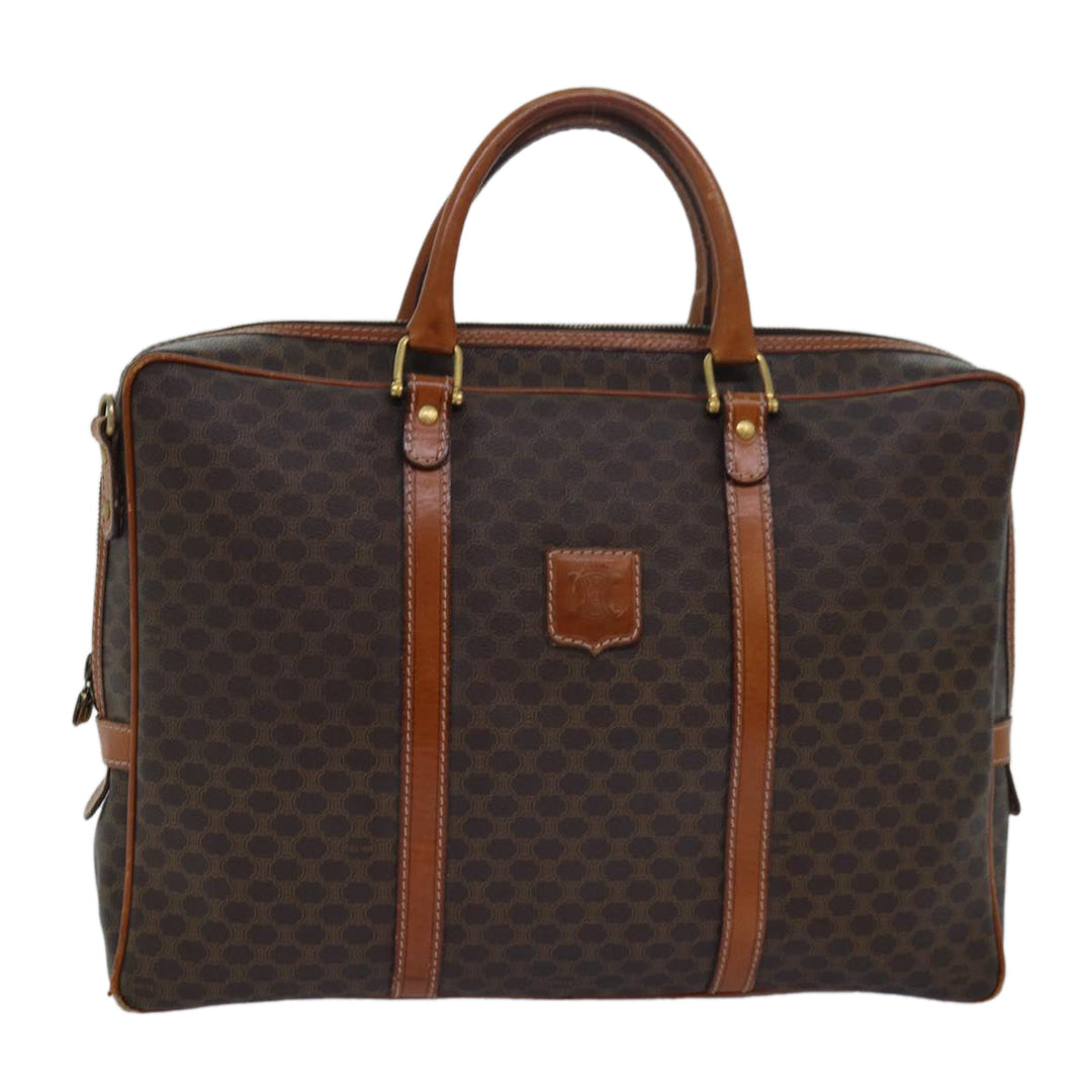 Celine Macadam Canvas Business Bag PVC Leather Brown  15632