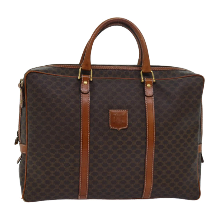 Celine Macadam Canvas Business Bag PVC Leather Brown  15632