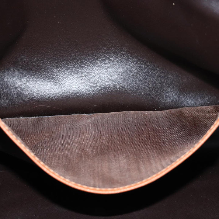 Celine Macadam Canvas Business Bag PVC Leather Brown  15632