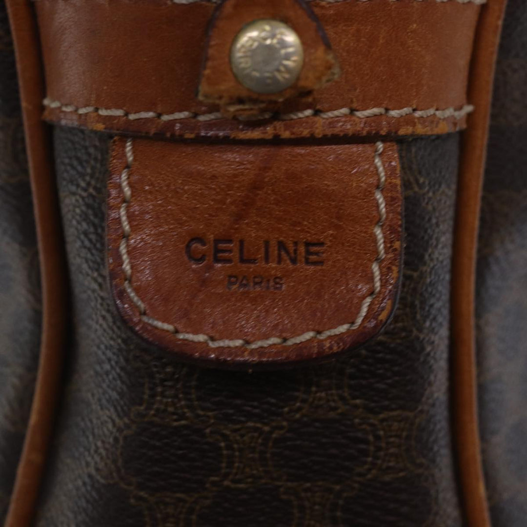 Celine Macadam Canvas Business Bag PVC Leather Brown  15632