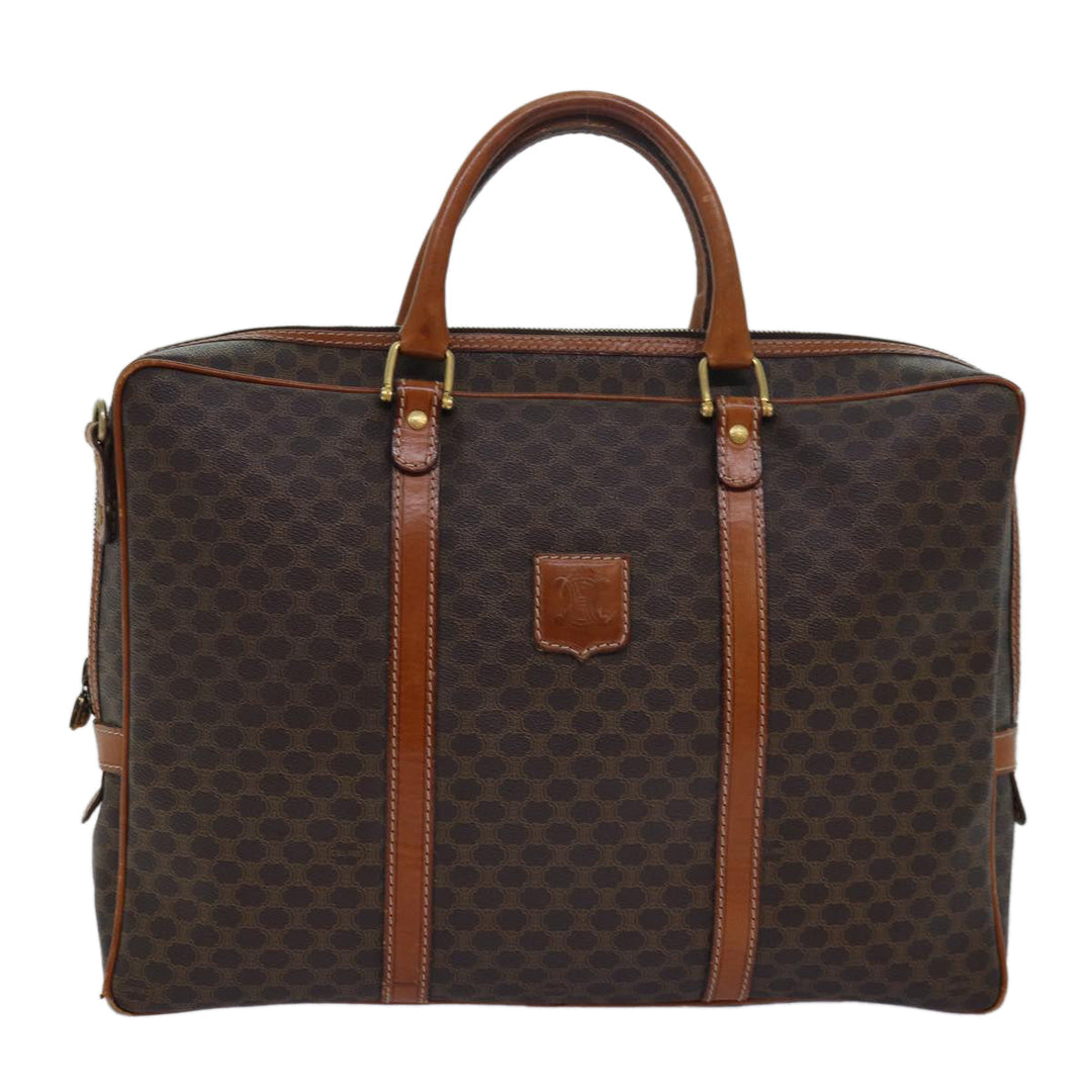 Celine Macadam Canvas Business Bag PVC Leather Brown  15632