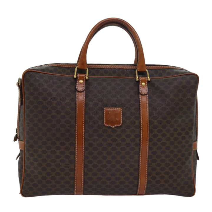 Celine Macadam Canvas Business Bag PVC Leather Brown  15632