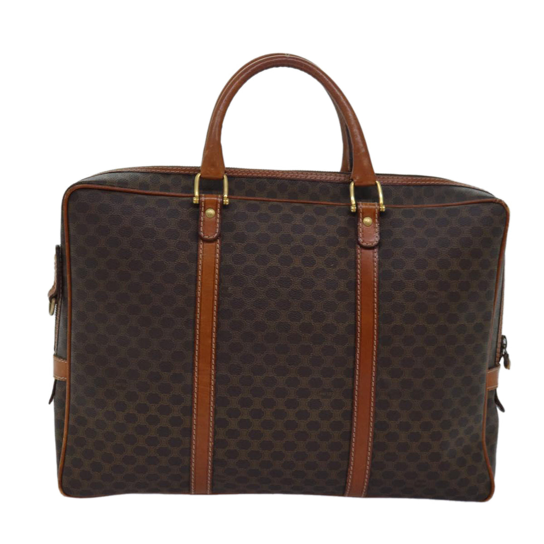 Celine Macadam Canvas Business Bag PVC Leather Brown  15632