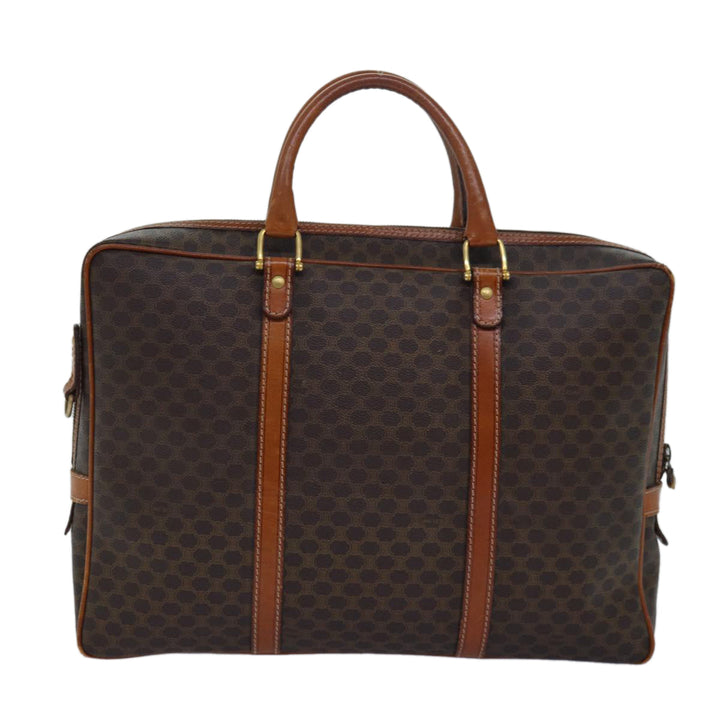 Celine Macadam Canvas Business Bag PVC Leather Brown  15632